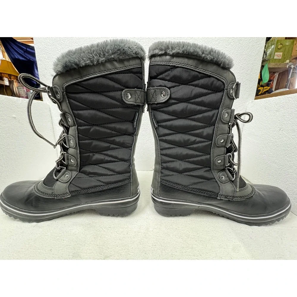 JBU‎ Chilly Winter Boots Women 7M Black Water Resistant Faux Fur Quilt